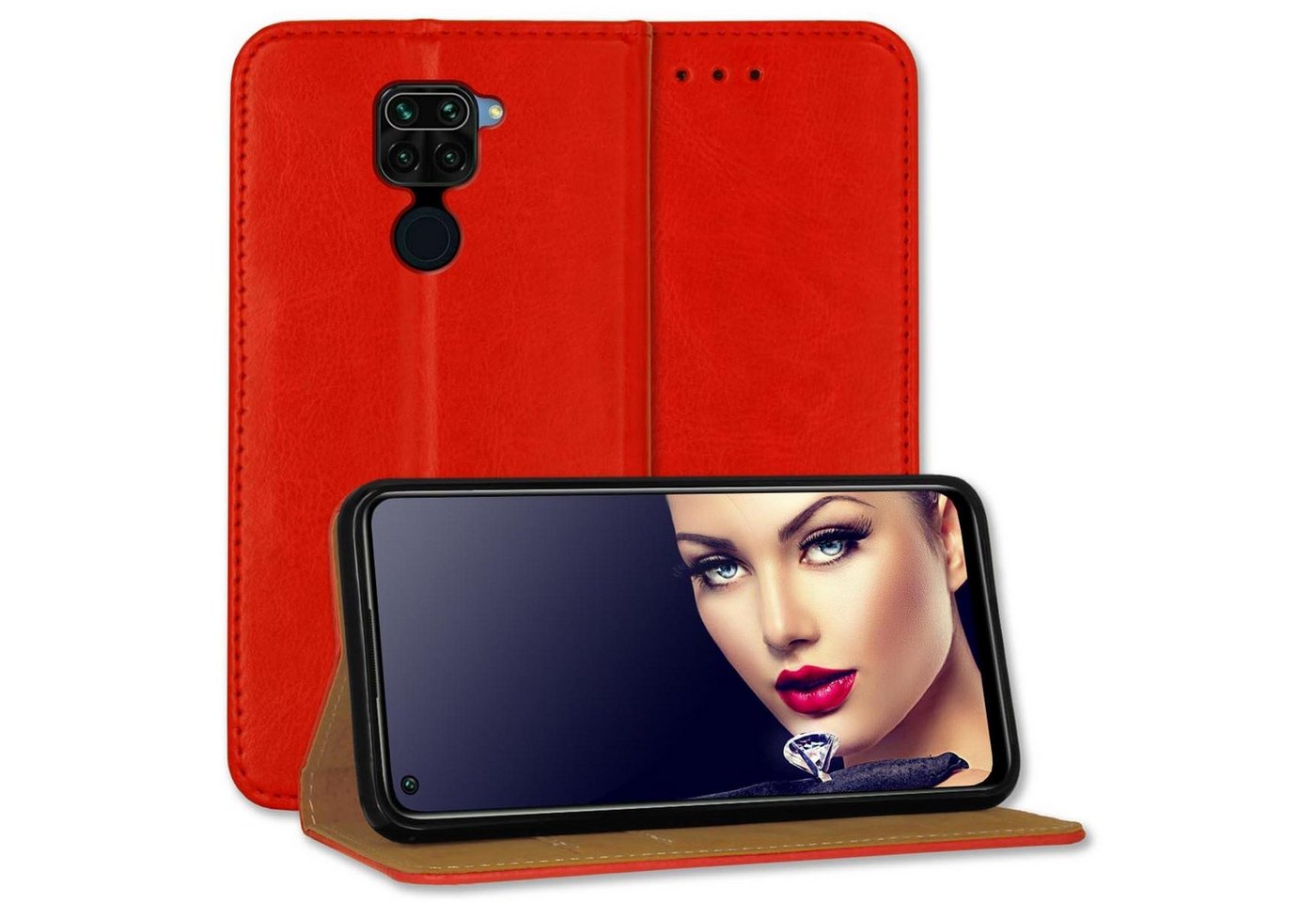 mtb more energy Smartphone-Hülle Bookstyle Business - Farbe rot, für: Xiaomi Redmi Note 9, Redmi 10X 4G (6.53) von mtb more energy