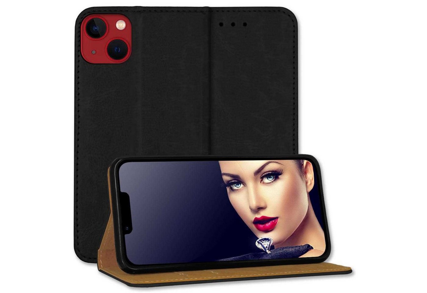 mtb more energy Smartphone-Hülle Bookstyle Hülle Business für Apple iPhone 13 (6.1) - schwarz von mtb more energy