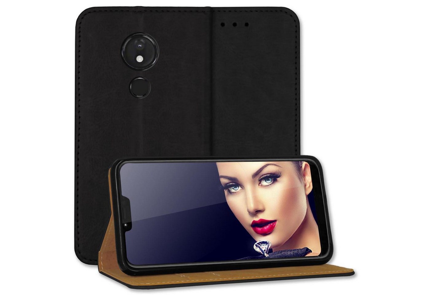 mtb more energy Smartphone-Hülle Bookstyle Business - Farbe schwarz, für: Motorola Moto G7 / Moto G7 Plus (6.2) von mtb more energy