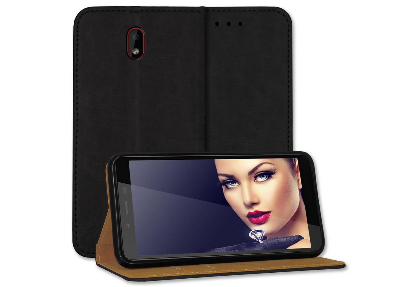 mtb more energy Smartphone-Hülle Bookstyle Hülle Business für Nokia 1 Plus (5.45) - schwarz von mtb more energy
