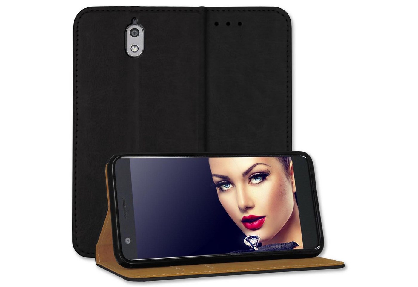 mtb more energy Smartphone-Hülle Bookstyle Hülle Business für Nokia 3.1 (5.2) - schwarz von mtb more energy