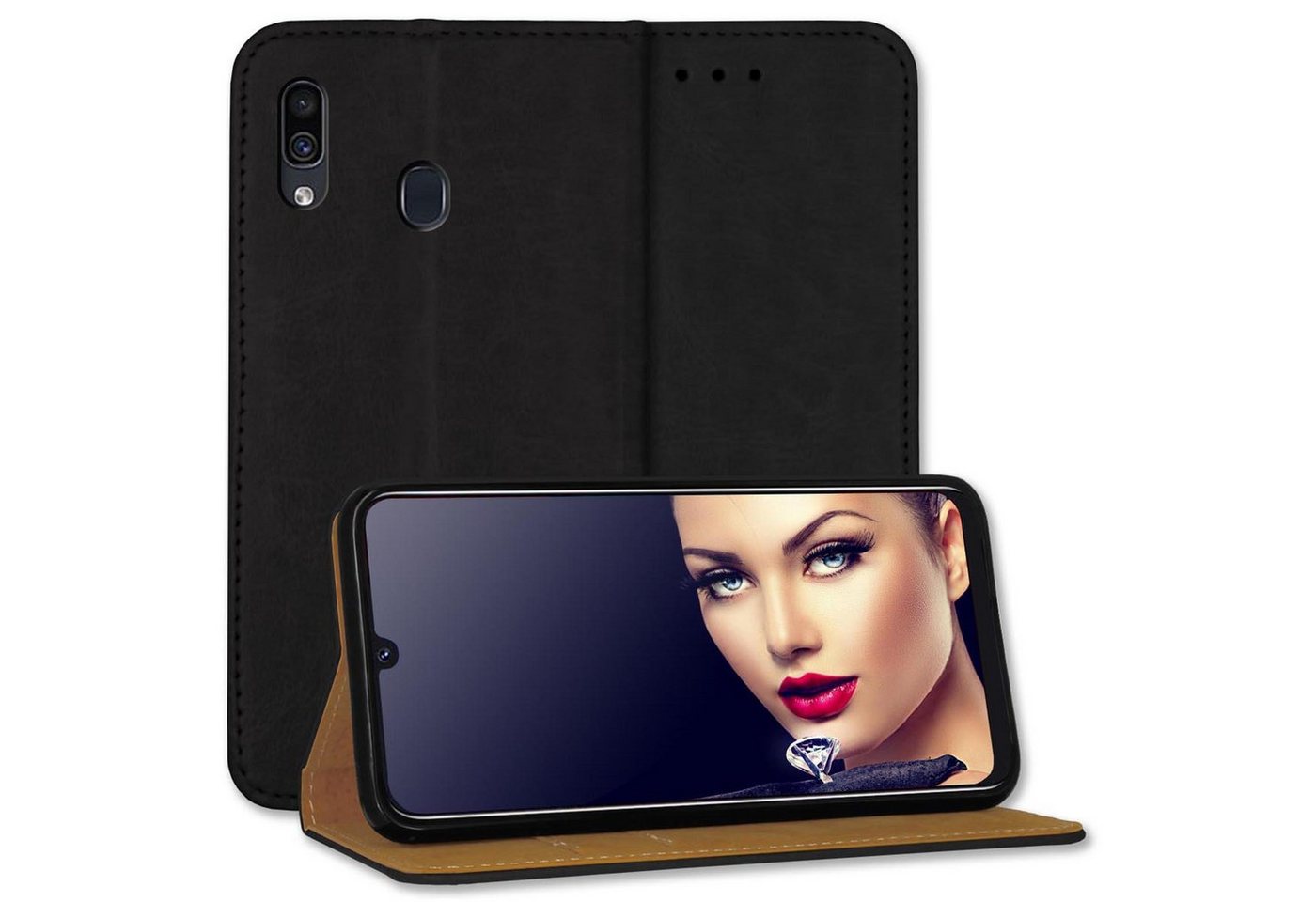 mtb more energy Smartphone-Hülle Bookstyle Business - Farbe schwarz, für: Samsung Galaxy A20 (SM-A205), A30 (SM-A305) von mtb more energy