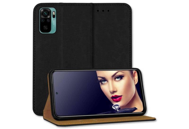 mtb more energy Smartphone-Hülle Bookstyle Business - Farbe schwarz, für: Xiaomi Redmi Note 10 4G, Redmi Note 10S (6.43) von mtb more energy