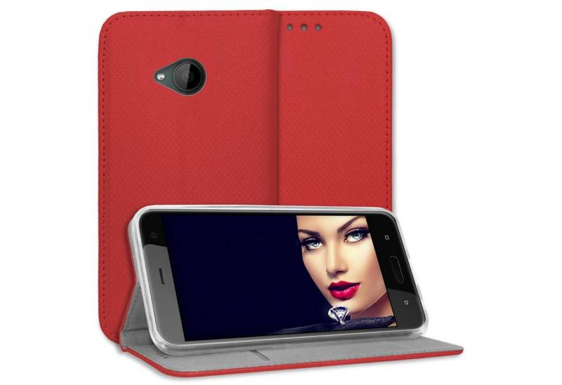 mtb more energy Smartphone-Hülle Smart Magnet für HTC U11 Life, Rot, Bookstyle Klapphülle Cover Wallet Case aus Kunstleder von mtb more energy