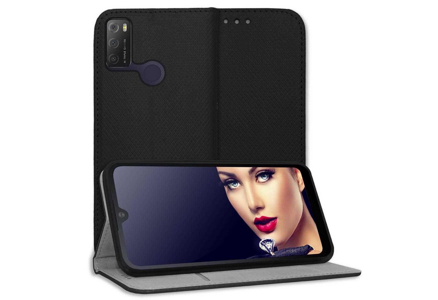 mtb more energy Smartphone-Hülle Smart Magnet für Alcatel 1S 2021 / 3L 2021, Schwarz, Bookstyle Klapphülle Cover Wallet Case aus Kunstleder mtb more energy Smartphone-Hülle Smart Magnet für Alcatel 1S 2021 / 3L 2021, Schwarz, Bookstyle Klapphülle Cover Wallet Case aus Kunstleder von mtb more energy