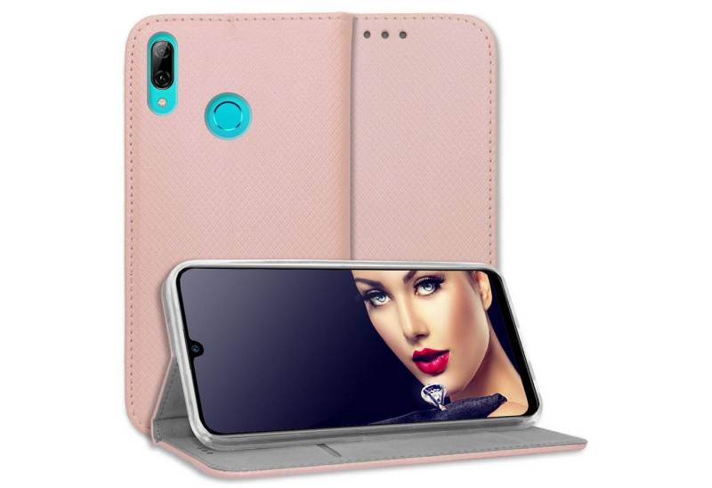 mtb more energy Smartphone-Hülle Smart Magnet für Huawei P Smart 2019/Honor 10 Lite, Rosegold, Bookstyle Klapphülle Cover Wallet Case aus Kunstleder von mtb more energy