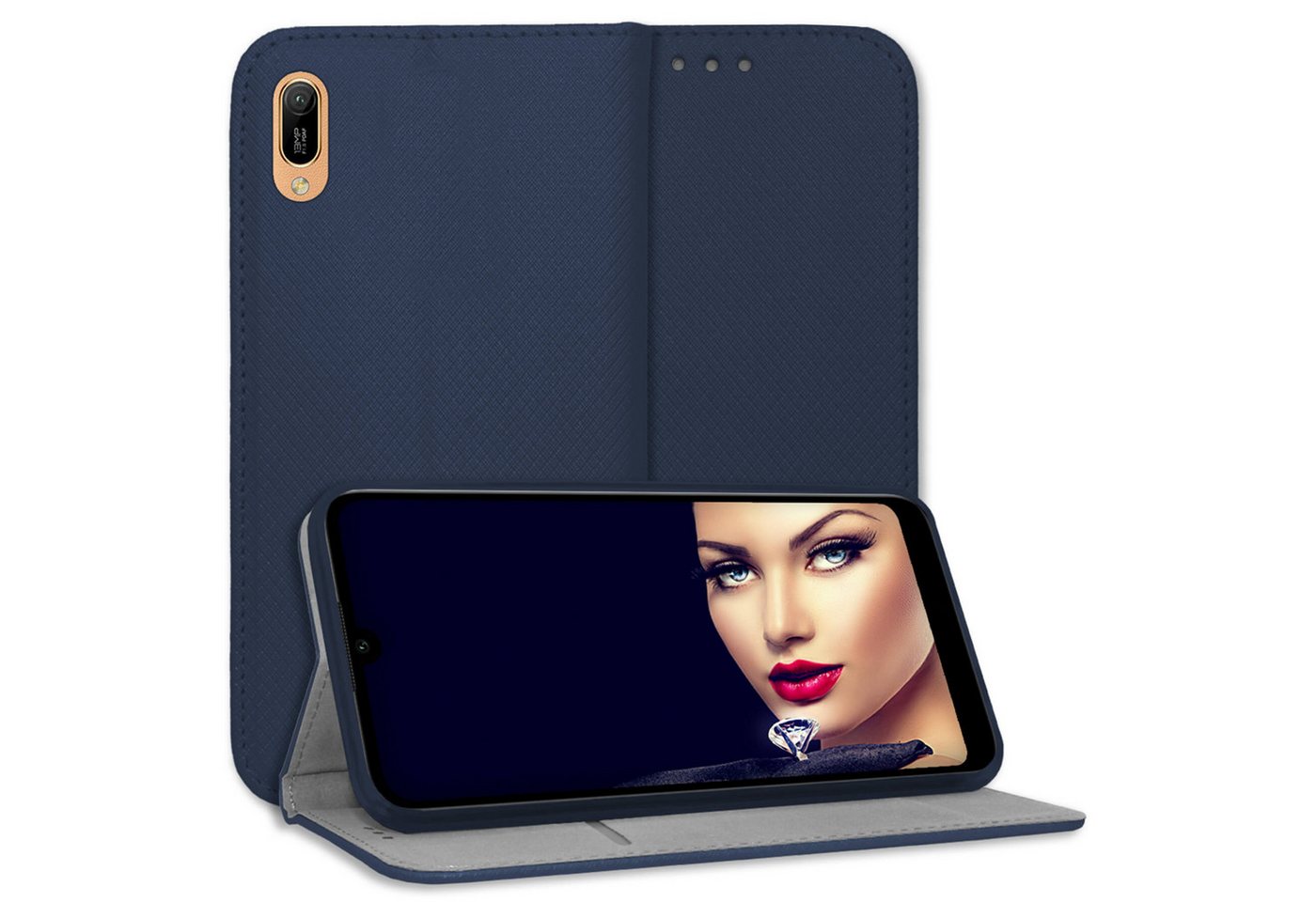 mtb more energy Smartphone-Hülle Smart Magnet für Huawei Y6 2019, Blau, Bookstyle Klapphülle Cover Wallet Case aus Kunstleder mtb more energy Smartphone-Hülle Smart Magnet für Huawei Y6 2019, Blau, Bookstyle Klapphülle Cover Wallet Case aus Kunstleder von mtb more energy