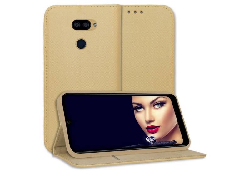 mtb more energy Smartphone-Hülle Smart Magnet für LG K40S, Gold, Bookstyle Klapphülle Cover Wallet Case aus Kunstleder von mtb more energy