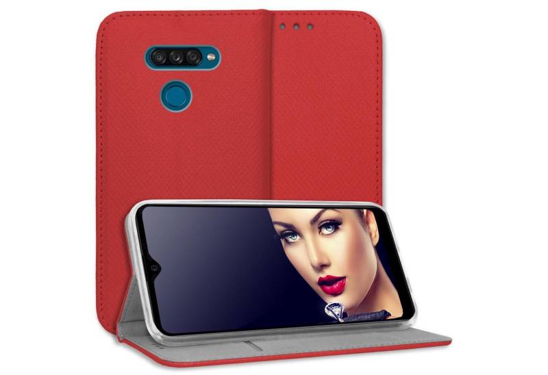 mtb more energy Smartphone-Hülle Smart Magnet für LG K50S, Rot, Bookstyle Klapphülle Cover Wallet Case aus Kunstleder von mtb more energy