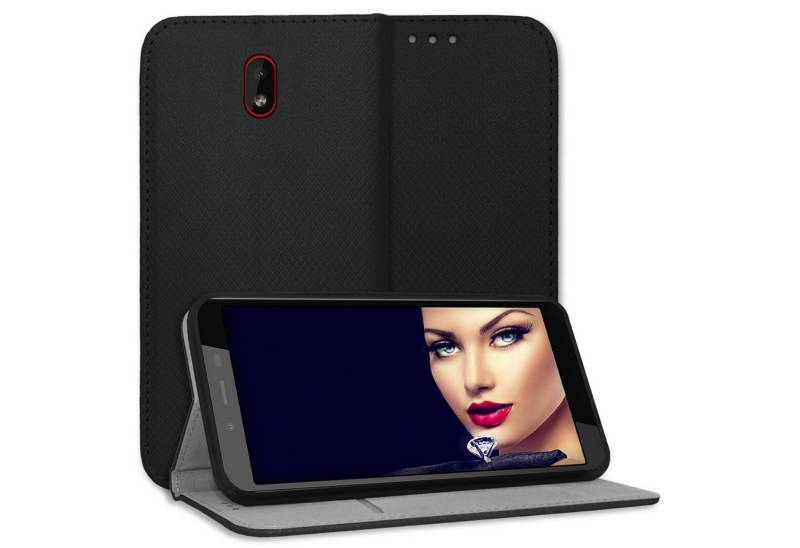 mtb more energy Smartphone-Hülle Smart Magnet für Nokia 1 Plus, Schwarz, Bookstyle Klapphülle Cover Wallet Case aus Kunstleder von mtb more energy
