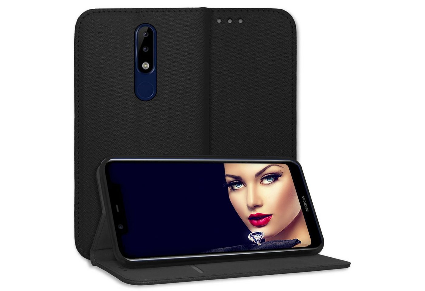 mtb more energy Smartphone-Hülle Smart Magnet für Nokia 5.1 Plus / Nokia X5, Schwarz, Bookstyle Klapphülle Cover Wallet Case aus Kunstleder mtb more energy Smartphone-Hülle Smart Magnet für Nokia 5.1 Plus / Nokia X5, Schwarz, Bookstyle Klapphülle Cover Wallet Case aus Kunstleder von mtb more energy