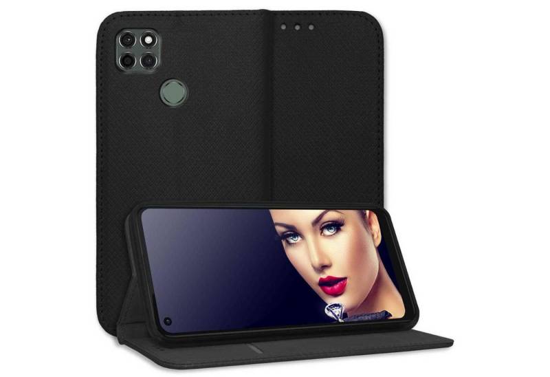 mtb more energy Smartphone-Hülle Smart Magnet für Motorola Moto G9 Power, Schwarz, Bookstyle Klapphülle Cover Wallet Case aus Kunstleder von mtb more energy