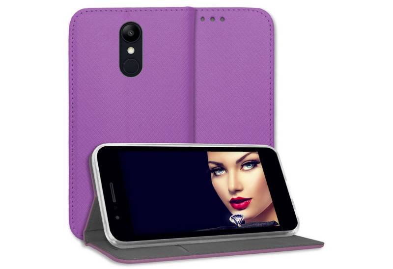 mtb more energy Smartphone-Hülle Smart Magnet für LG K8 2018 / LG K9, Lila, Bookstyle Klapphülle Cover Wallet Case aus Kunstleder von mtb more energy