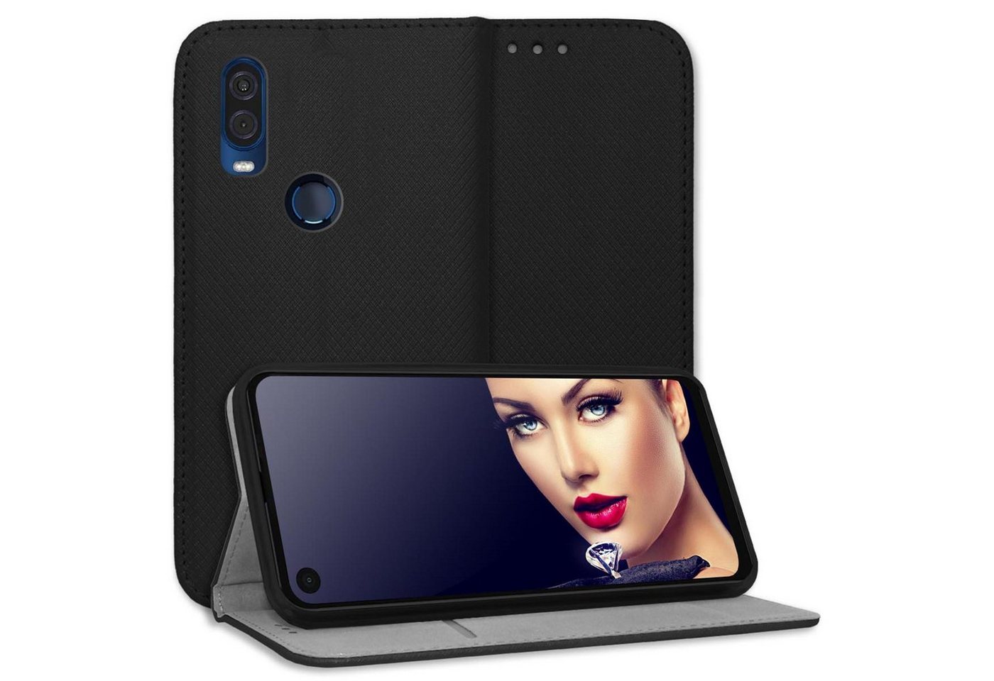 mtb more energy Smartphone-Hülle Smart Magnet für Motorola One Vision, Schwarz, Bookstyle Klapphülle Cover Wallet Case aus Kunstleder mtb more energy Smartphone-Hülle Smart Magnet für Motorola One Vision, Schwarz, Bookstyle Klapphülle Cover Wallet Case aus Kunstleder von mtb more energy