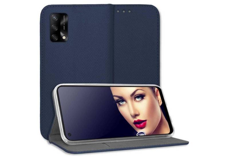 mtb more energy Smartphone-Hülle Smart Magnet für Oppo A74 4G / Oppo F19 4G, Blau, Bookstyle Klapphülle Cover Wallet Case aus Kunstleder von mtb more energy