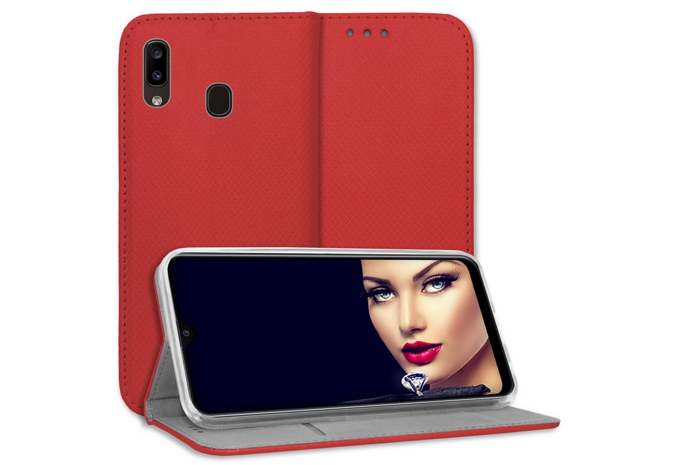 mtb more energy Smartphone-Hülle Smart Magnet für Samsung Galaxy A20e, Rot, Bookstyle Klapphülle Cover Wallet Case aus Kunstleder mtb more energy Smartphone-Hülle Smart Magnet für Samsung Galaxy A20e, Rot, Bookstyle Klapphülle Cover Wallet Case aus Kunstleder von mtb more energy