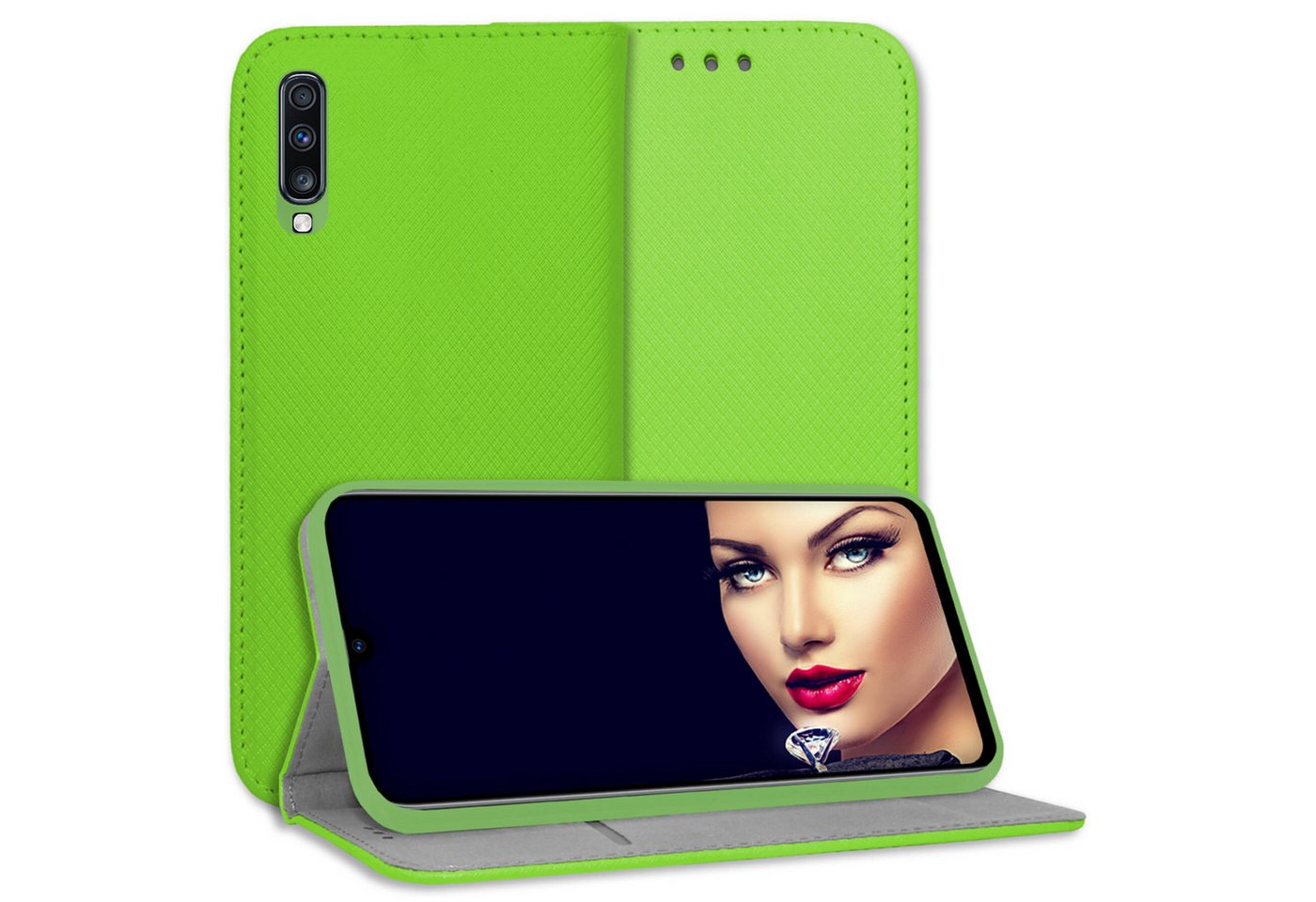 mtb more energy Smartphone-Hülle Smart Magnet für Samsung Galaxy A70, Hellgrün, Bookstyle Klapphülle Cover Wallet Case aus Kunstleder mtb more energy Smartphone-Hülle Smart Magnet für Samsung Galaxy A70, Hellgrün, Bookstyle Klapphülle Cover Wallet Case aus Kunstleder von mtb more energy