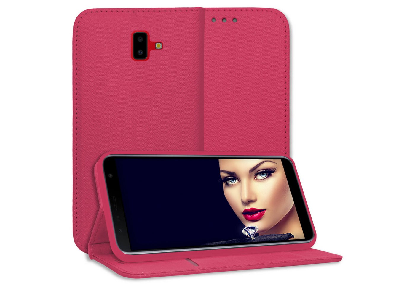 mtb more energy Smartphone-Hülle Smart Magnet für Samsung Galaxy J6 Plus, Pink, Bookstyle Klapphülle Cover Wallet Case aus Kunstleder mtb more energy Smartphone-Hülle Smart Magnet für Samsung Galaxy J6 Plus, Pink, Bookstyle Klapphülle Cover Wallet Case aus Kunstleder von mtb more energy