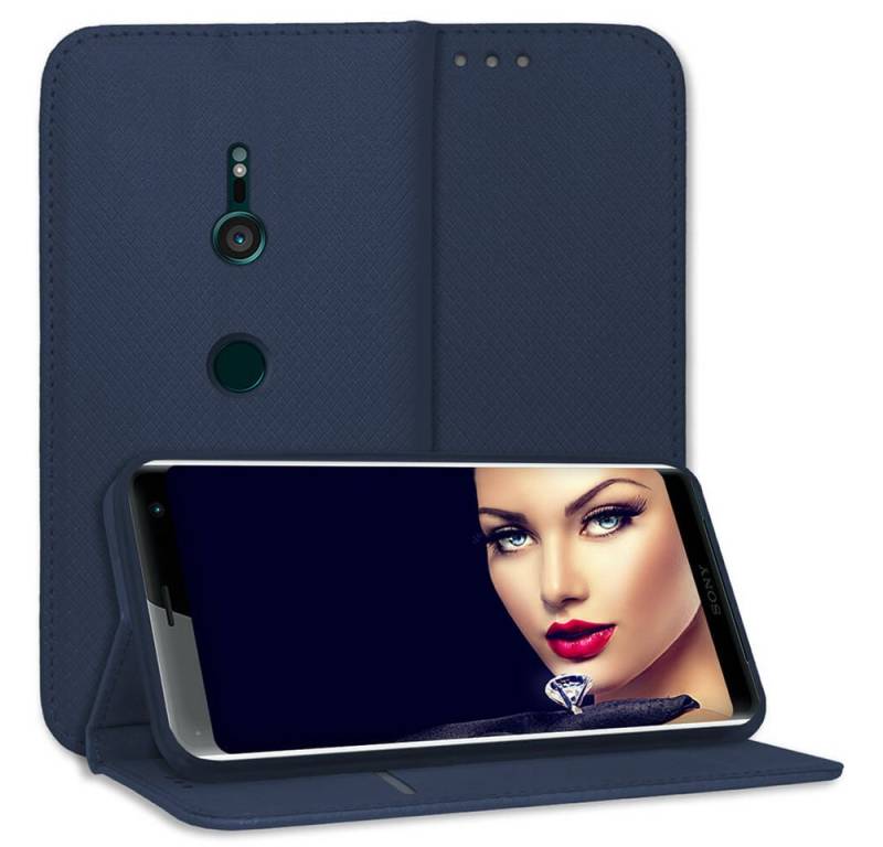 mtb more energy Smartphone-Hülle Smart Magnet für Sony Xperia XZ3, Blau, Bookstyle Klapphülle Cover Wallet Case aus Kunstleder von mtb more energy