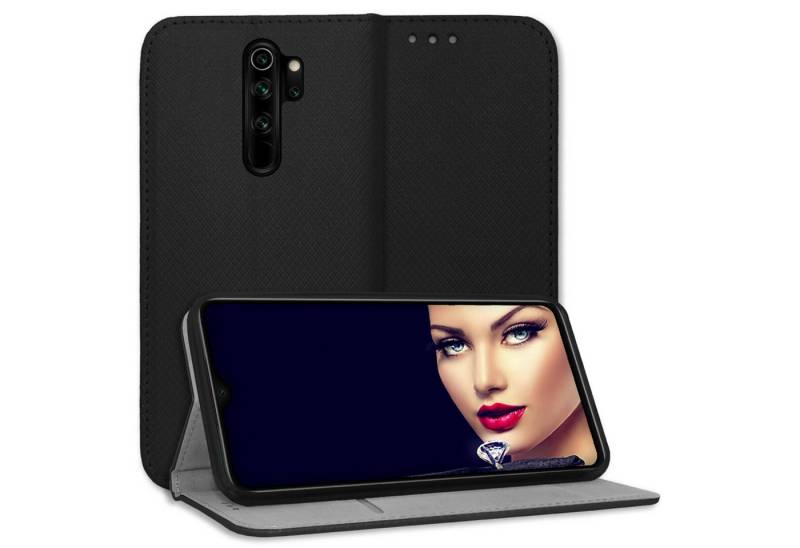 mtb more energy Smartphone-Hülle Smart Magnet für Xiaomi Redmi Note 8 Pro, Schwarz, Bookstyle Klapphülle Cover Wallet Case aus Kunstleder von mtb more energy