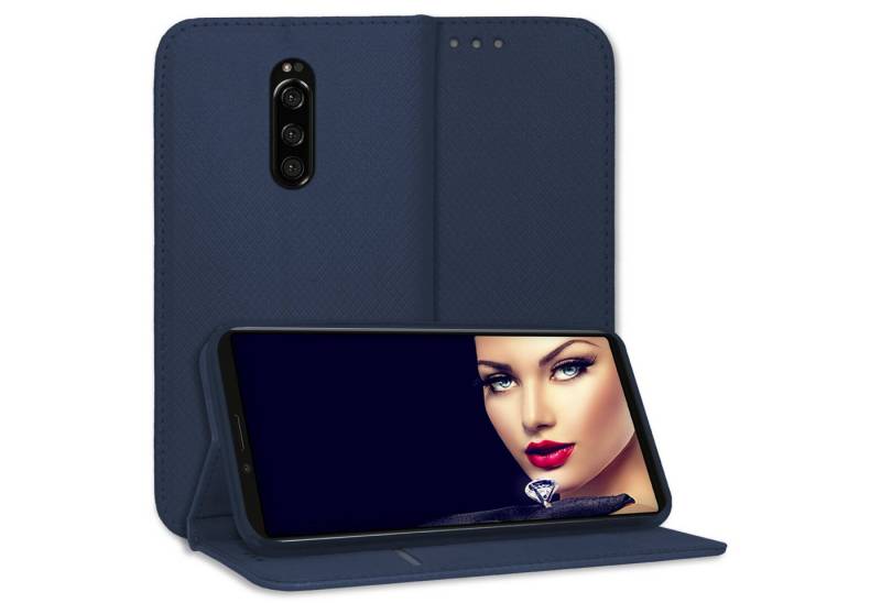 mtb more energy Smartphone-Hülle Smart Magnet für Sony Xperia 1 (Xperia XZ4), Blau, Bookstyle Klapphülle Cover Wallet Case aus Kunstleder von mtb more energy