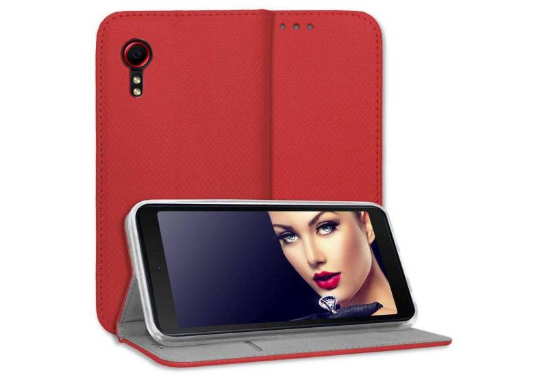 mtb more energy Smartphone-Hülle Smart Magnet für Samsung Galaxy Xcover 5, Rot, Bookstyle Klapphülle Cover Wallet Case aus Kunstleder von mtb more energy