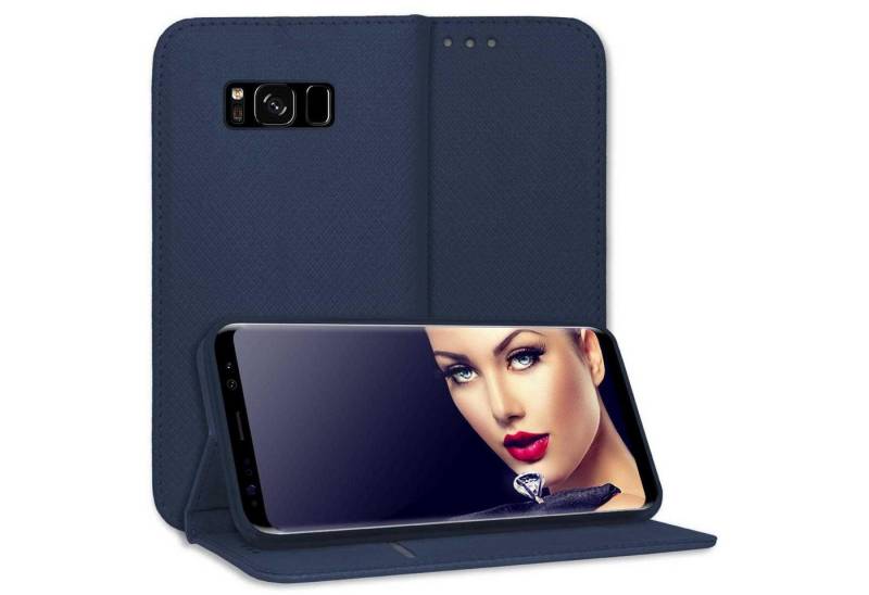mtb more energy Smartphone-Hülle Smart Magnet für Samsung Galaxy S8, Blau, Bookstyle Klapphülle Cover Wallet Case aus Kunstleder von mtb more energy