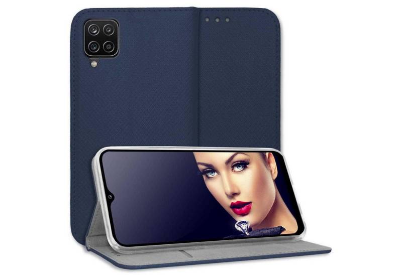 mtb more energy Smartphone-Hülle Smart Magnet für Samsung Galaxy A22 4G, Blau, Bookstyle Klapphülle Cover Wallet Case aus Kunstleder von mtb more energy