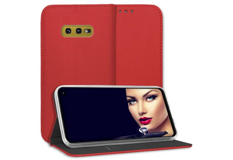 mtb more energy Smartphone-Hülle Smart Magnet für Samsung Galaxy S10e, Rot, Bookstyle Klapphülle Cover Wallet Case aus Kunstleder von mtb more energy