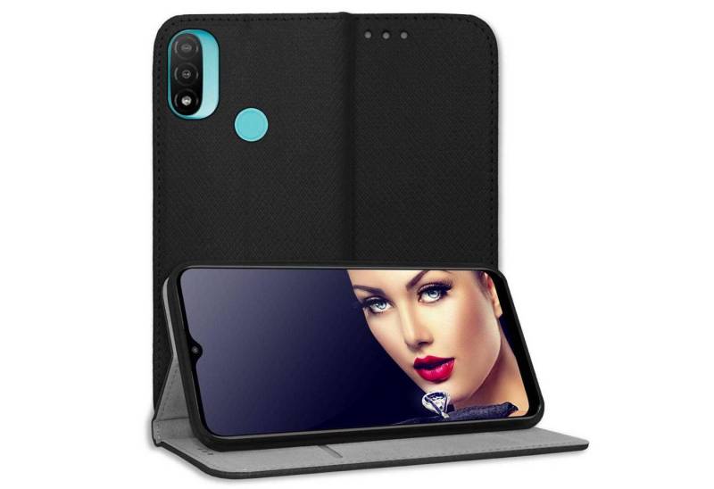 mtb more energy Smartphone-Hülle Smart Magnet für Motorola Moto E20, Schwarz, Bookstyle Klapphülle Cover Wallet Case aus Kunstleder von mtb more energy