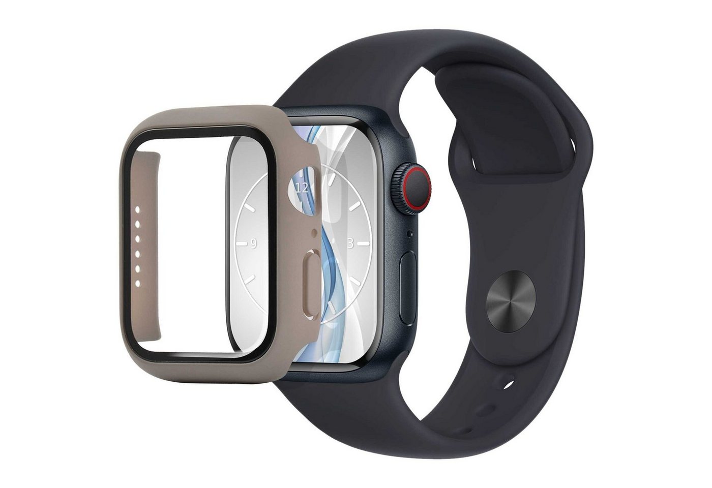 mtb more energy Smartphone-Hülle Schutzhülle Hardcase Cover mit Displaschutzglas, für Apple Watch 3 (42mm) + alle anderen von mtb more energy