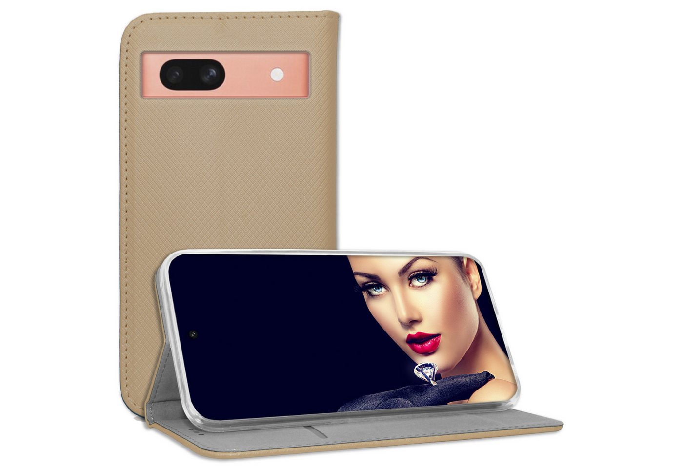 mtb more energy Smartphone-Hülle Smart Magnet für Google Pixel 7a, Gold, Bookstyle Klapphülle Cover Wallet Case aus Kunstleder mtb more energy Smartphone-Hülle Smart Magnet für Google Pixel 7a, Gold, Bookstyle Klapphülle Cover Wallet Case aus Kunstleder von mtb more energy