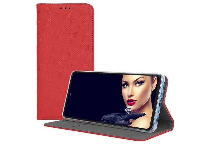 mtb more energy Smartphone-Hülle Smart Magnet für Motorola Moto G34 5G, Rot, Bookstyle Klapphülle Cover Wallet Case aus Kunstleder von mtb more energy