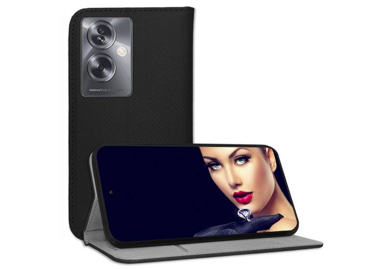 mtb more energy Smartphone-Hülle Smart Magnet für Oppo A79 5G (CPH2553, 6.72), Schwarz, Bookstyle Klapphülle Cover Wallet Case aus Kunstleder von mtb more energy