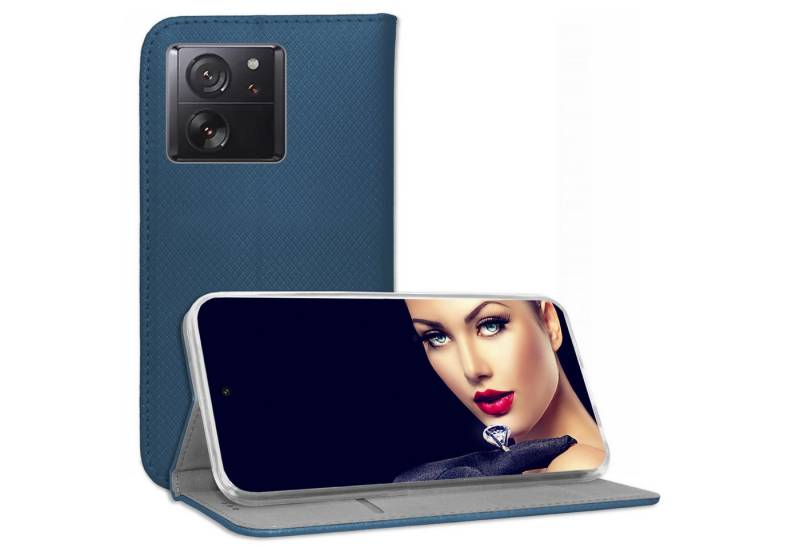 mtb more energy Smartphone-Hülle Smart Magnet für Xiaomi 13T / 13T Pro, Blau, Bookstyle Klapphülle Cover Wallet Case aus Kunstleder von mtb more energy