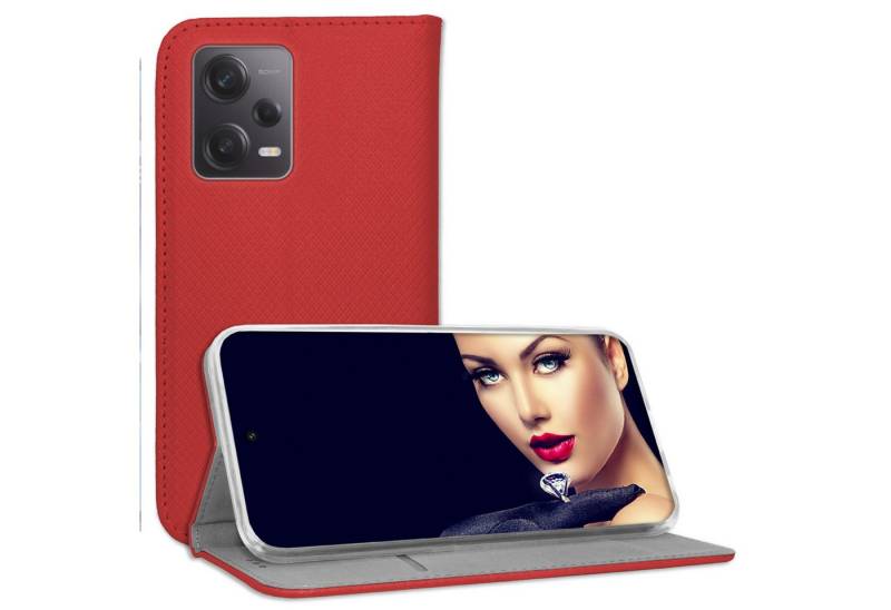 mtb more energy Smartphone-Hülle Smart Magnet für Xiaomi Redmi Note 12 Pro 5G, Poco X5 Pro, Rot, Bookstyle Klapphülle Cover Wallet Case aus Kunstleder von mtb more energy