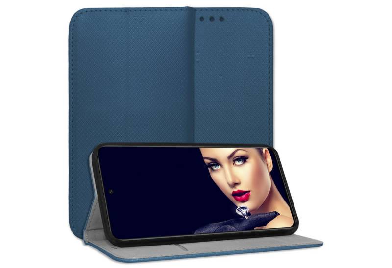 mtb more energy Smartphone-Hülle Smart Magnet für Xiaomi Redmi Note 13 Pro 4G / Poco M6 Pro, Blau, Bookstyle Klapphülle Cover Wallet Case aus Kunstleder von mtb more energy