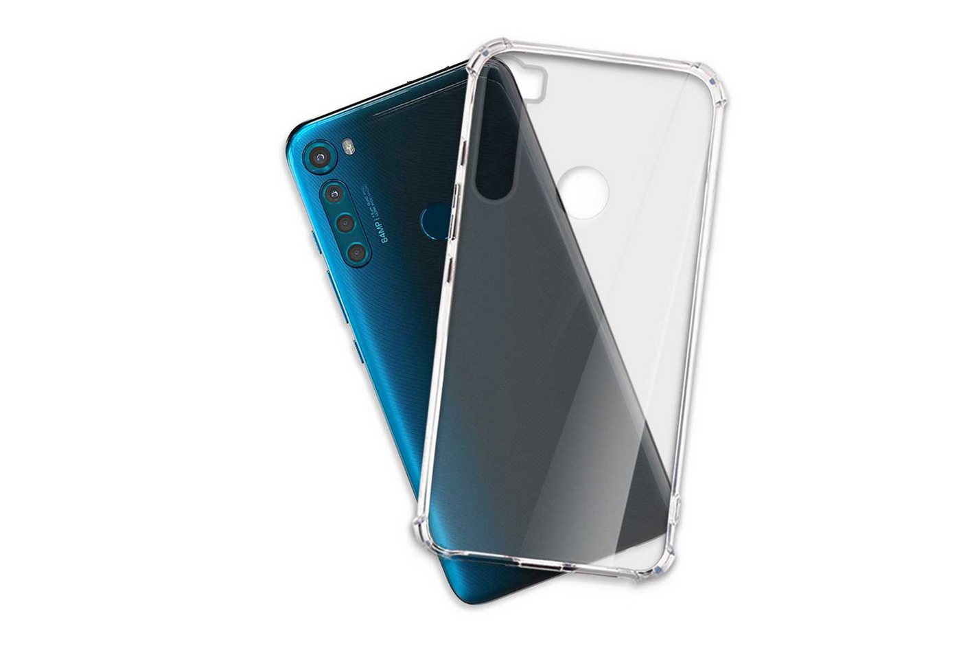 mtb more energy Smartphone-Hülle Clear Armor Case für Motorola One Fusion Plus, Transparente TPU Schutzhülle Case Backcover mit Anti-Shock Verstärkung von mtb more energy