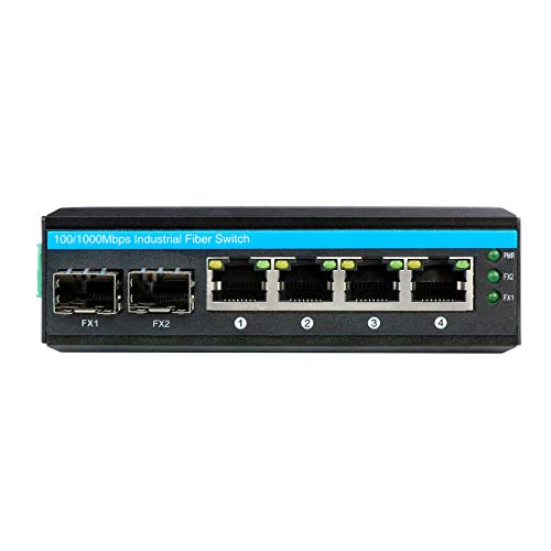 Gigabit Industrial PoE Network Switch 6-Port mit IEEE802.3at-30W / Port-Din-Rail-Montage 2 SFP-Port und 4 RJ45-Port (ohne SFP-Transceiver) von mtxneo