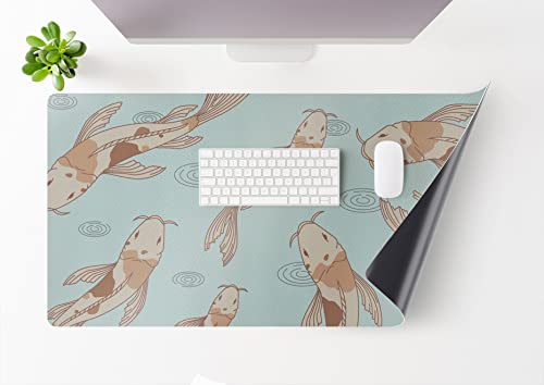 Mubusi Schreibtischunterlage Matte Koi 50x100 cm - Desk Mat Gaming - Mauspad Wasserdicht - Schreibtischschutz XL - Tischschutz für Tastatur und Maus von mubusi