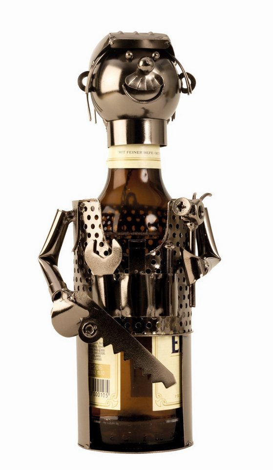 mucHome Bierflaschenhalter Mechaniker aus Metall ca. 25cm, Flaschenhalter Flaschenständer von mucHome