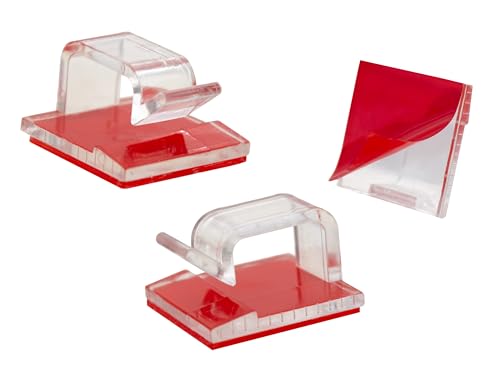 mucHome Kabelhalter selbstklebend 50 Stück transparent mit 10 Ersatzkleber [Wiederverwendbar] Kabelclips Kabelklemmen Kabelbefestigung für Lichterkette Indoor & Outdoor von mucHome