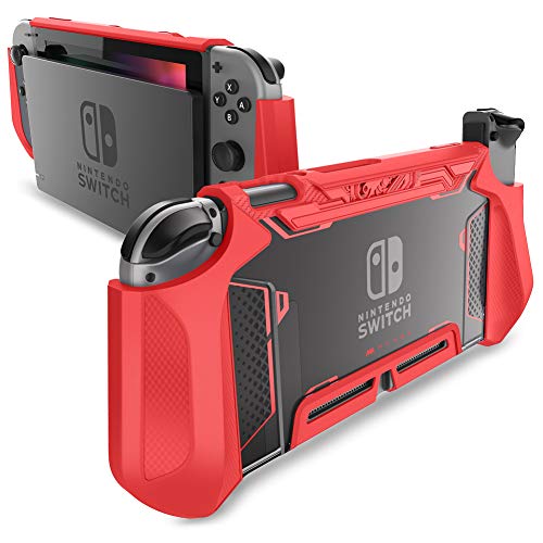 mumba Hülle für Nintendo Switch Robuste Schutzhülle Hybrid TPU Griff Case Cover [Blade Series] Kompatibel mit Nintendo Switch Console und Joy-Con Controller (Rot) von mumba