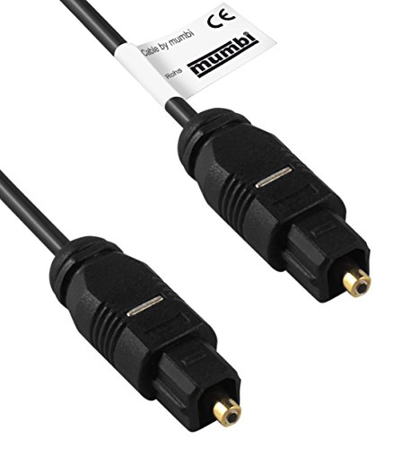 mumbi 06703 Optisches Audiokabel (Toslink-Stecker auf Toslink-Stecker), Kabeldurchmesser 2,2 mm, 2 m von mumbi