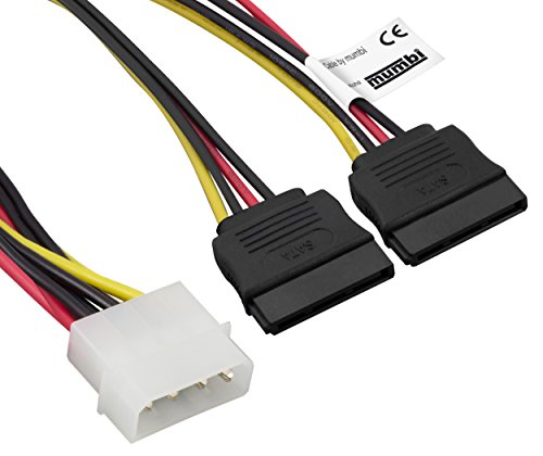 mumbi 08152 Stromkabel Y Stecker 4-polig auf 2-Fach S-ATA - Y SATA Power Kabel - 1x 4pin an 2X 15pin, 0.15cm von mumbi
