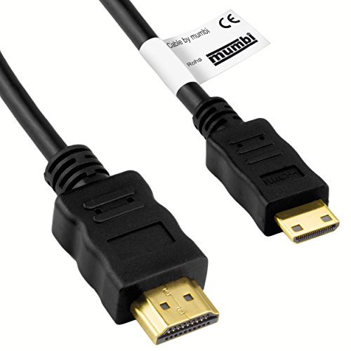 mumbi 1.00m Premium High Speed Mini HDMI Kabel Full HD 3D / Mini HDMI C Stecker auf HDMI A Stecker, vergoldete Kontakte, schwarz von mumbi