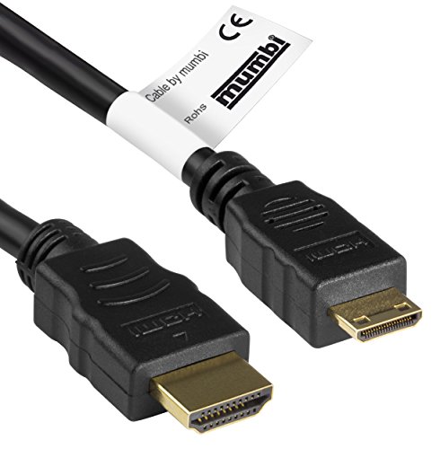 mumbi 1.50m Premium High Speed Mini HDMI Kabel Full HD 3D / Mini HDMI C Stecker auf HDMI A Stecker, vergoldete Kontakte, schwarz von mumbi