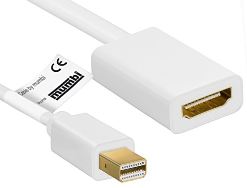 mumbi 22410 Mini DisplayPort HDMI Adapter Kabel - Mini DisplayPort Stecker zu HDMI-A Buchse - vergoldete Kontakte - Adapterkabel 10cm Weiss von mumbi