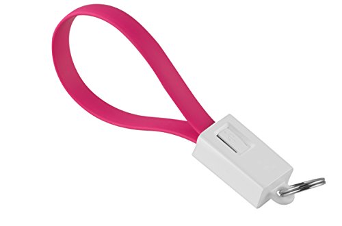 mumbi 26104 USB A Kabel auf micro USB B Ladekabel Daten Kabel Flachkabel Schlüsselanhänger pink von mumbi