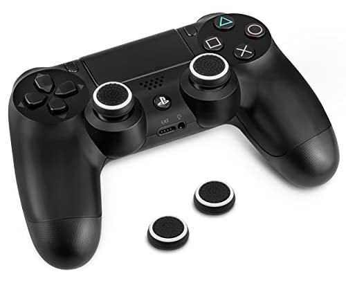 mumbi 2x Silikon Schutzkappen kompatibel mit PS5 PS4 Anti-Rutsch Aufsatz Joystick Thumb Grip Stick Aufsätze Contoller schwarz-weiss von mumbi